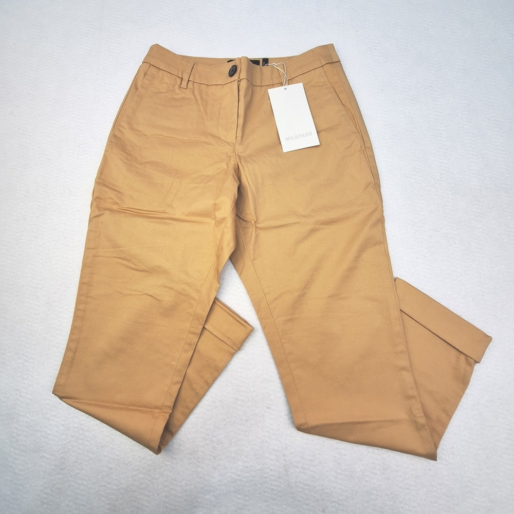 Wildfang Essential Trouser Womens Size 0 XS Camel Cuffed Chino Straight Leg Pant